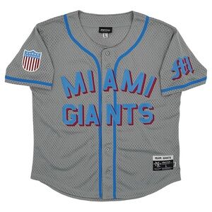 Men's Rings & Crwns #8 Gray Miami Giants Mesh Button-Down Replica Jersey